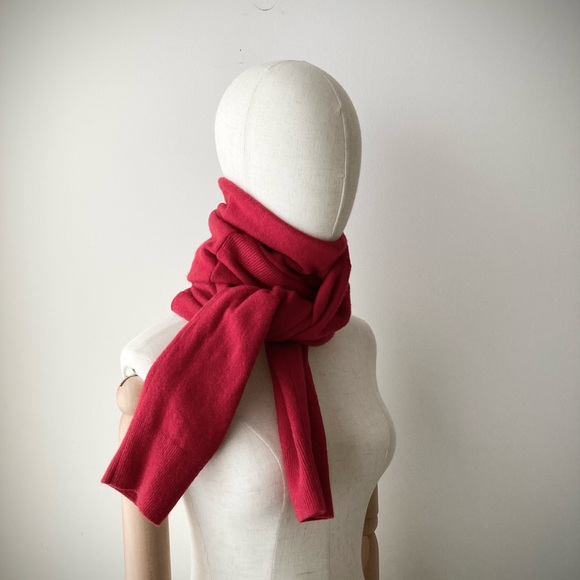 joodito 100% cashmere origami snake scarf wraparound wrap oversized slouchy red - Picture 6 of 11